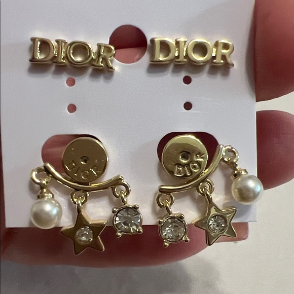 Fashion Jewelry Jewelry - Dior Gold-Tone Logo Earrings with Pearls, Crystals & Stars